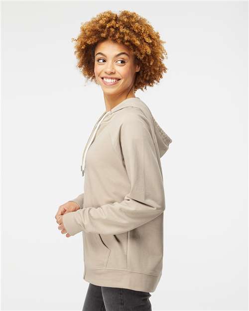 Independent Trading Co. SS1000Z Unisex Icon Lightweight Loopback Terry Full-Zip Hooded Sweatshirt - Sand - model side