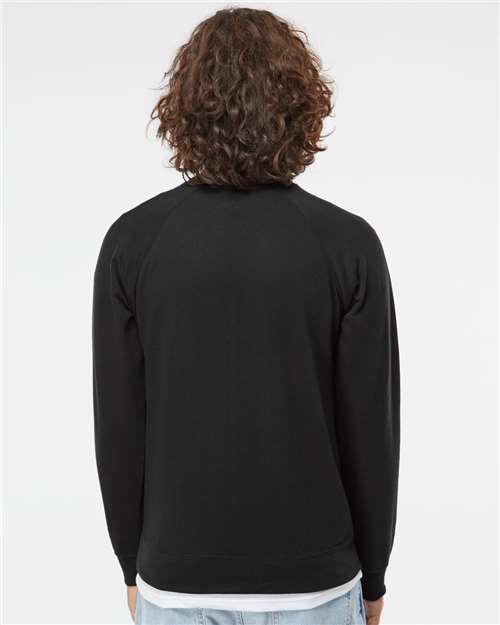 Independent Trading Co. SS1000C Unisex Icon Lightweight Loopback Terry Crewneck Sweatshirt - Black - model back