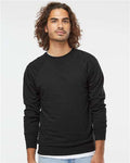 Independent Trading Co. SS1000C Unisex Icon Lightweight Loopback Terry Crewneck Sweatshirt - Black - model front
