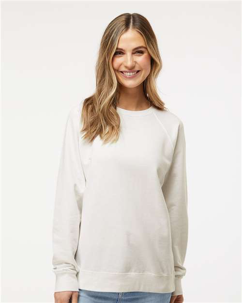 Independent Trading Co. SS1000C Unisex Icon Lightweight Loopback Terry Crewneck Sweatshirt - Bone - model front
