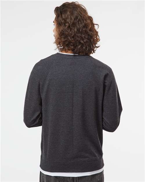 Independent Trading Co. SS1000C Unisex Icon Lightweight Loopback Terry Crewneck Sweatshirt - Charcoal Heather - model back