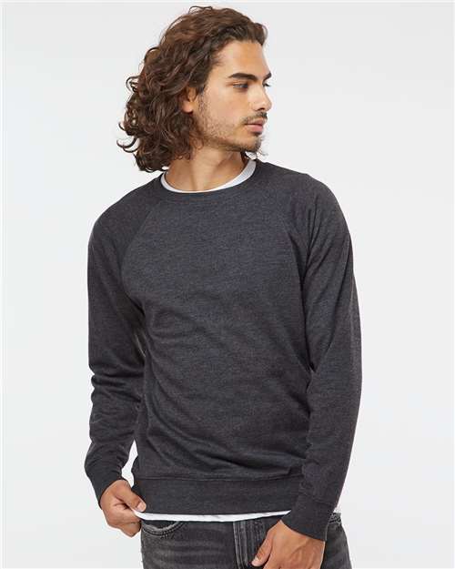 Independent Trading Co. SS1000C Unisex Icon Lightweight Loopback Terry Crewneck Sweatshirt - Charcoal Heather - model front