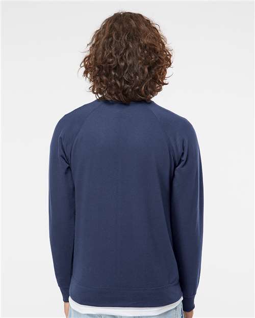 Independent Trading Co. SS1000C Unisex Icon Lightweight Loopback Terry Crewneck Sweatshirt - Indigo - model back