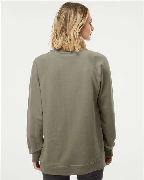 Independent Trading Co. SS1000C Unisex Icon Lightweight Loopback Terry Crewneck Sweatshirt - Olive - model back