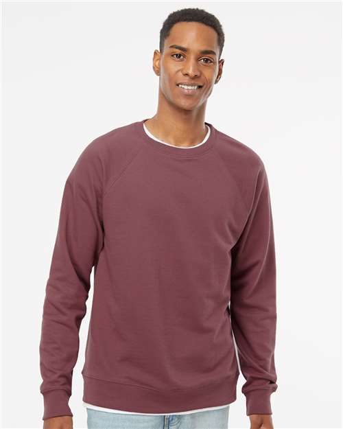 Independent Trading Co. SS1000C Unisex Icon Lightweight Loopback Terry Crewneck Sweatshirt - Port - model front