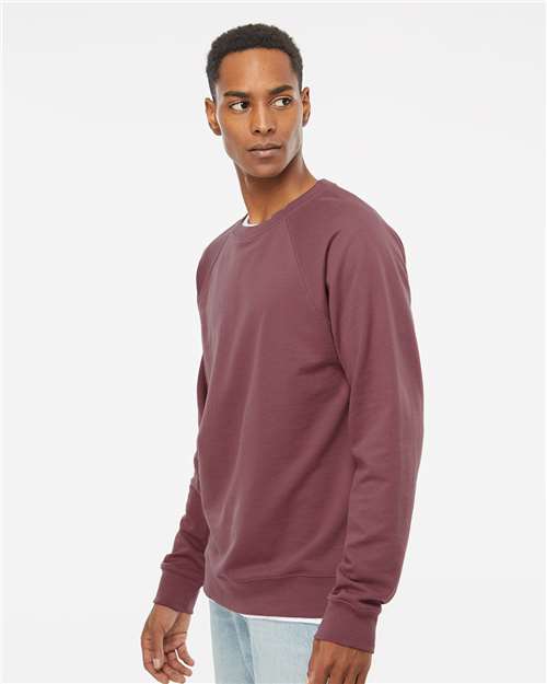 Independent Trading Co. SS1000C Unisex Icon Lightweight Loopback Terry Crewneck Sweatshirt - Port - model side