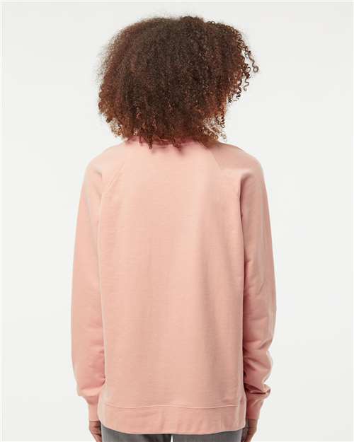 Independent Trading Co. SS1000C Unisex Icon Lightweight Loopback Terry Crewneck Sweatshirt - Rose - model back