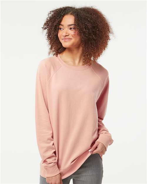 Independent Trading Co. SS1000C Unisex Icon Lightweight Loopback Terry Crewneck Sweatshirt - Rose - model front