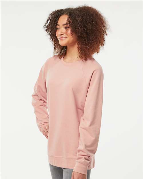 Independent Trading Co. SS1000C Unisex Icon Lightweight Loopback Terry Crewneck Sweatshirt - Rose - model side