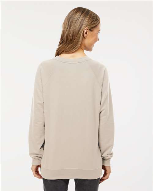 Independent Trading Co. SS1000C Unisex Icon Lightweight Loopback Terry Crewneck Sweatshirt - Sand - model back