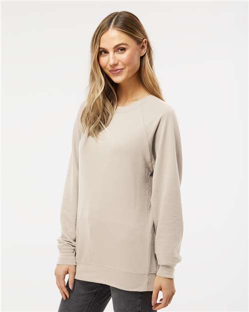 Independent Trading Co. SS1000C Unisex Icon Lightweight Loopback Terry Crewneck Sweatshirt - Sand - model side