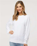 Independent Trading Co. SS1000C Unisex Icon Lightweight Loopback Terry Crewneck Sweatshirt - White - model front