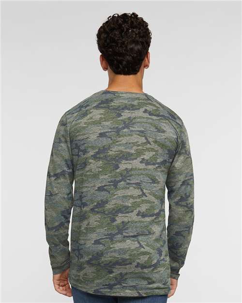 LAT 6918 Unisex Fine Jersey Long Sleeve Tee - Vintage Camo - model back