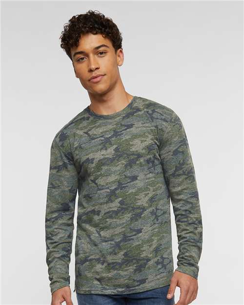 LAT 6918 Unisex Fine Jersey Long Sleeve Tee - Vintage Camo - model front
