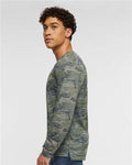 LAT 6918 Unisex Fine Jersey Long Sleeve Tee - Vintage Camo - model side