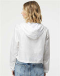 Independent Trading Co. EXP64CRP Women's Lightweight Quarter-Zip Pullover Crop Windbreaker - White Camo - model back