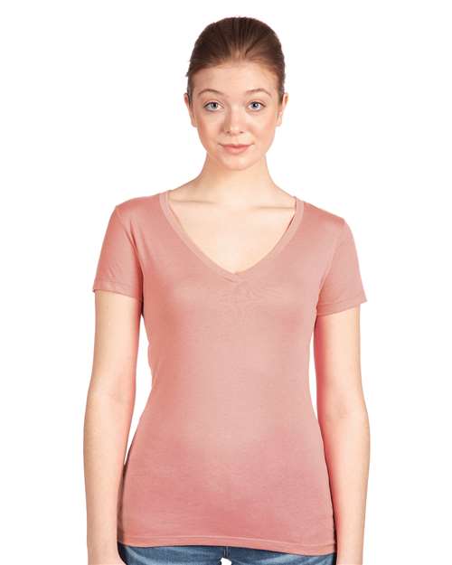 Next Level NL1540 Women's Ideal V-Neck T-Shirt - Desert Pink - model front