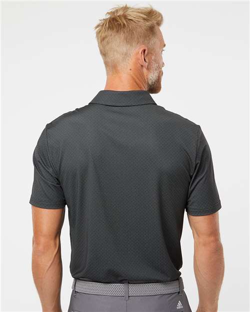 Adidas A498 Men's Ultimate365 Diamond Dot Print Polo - Black/ White/ Grey Three - model back