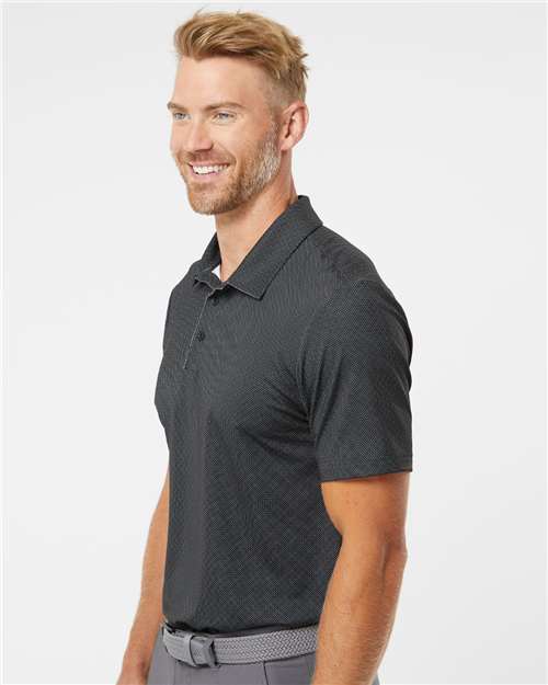 Adidas A498 Men's Ultimate365 Diamond Dot Print Polo - Black/ White/ Grey Three - model side