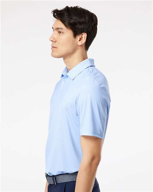 Adidas A498 Men's Ultimate365 Diamond Dot Print Polo - Glow Blue/ White/ Navy - model side