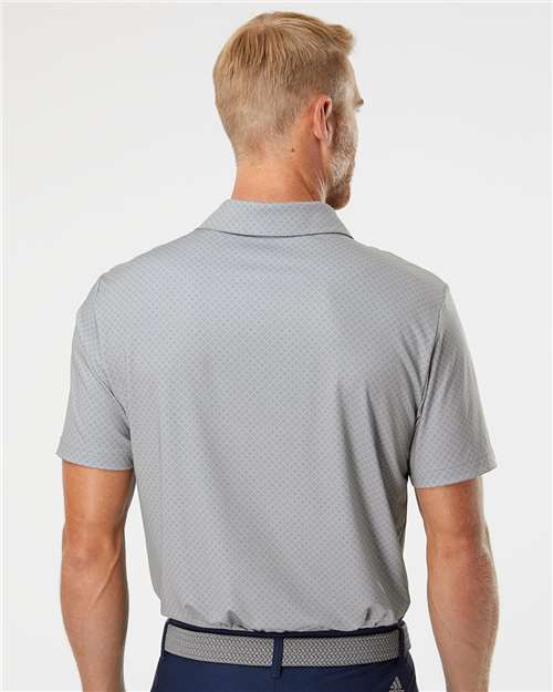 Adidas A498 Men's Ultimate365 Diamond Dot Print Polo - Grey Three/ Team Royal/ Navy - model back