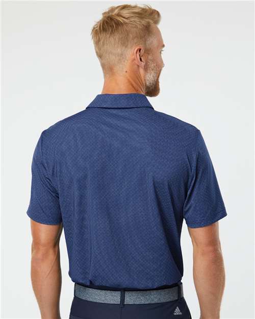 Adidas A498 Men's Ultimate365 Diamond Dot Print Polo - Navy Blue/ White/ Grey Three - model back