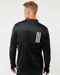 Adidas A482 Men's 3-Stripes Double-Knit Quarter-Zip Pullover - Black/ Grey Two - model back