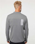 Adidas A482 Men's 3-Stripes Double-Knit Quarter-Zip Pullover - Grey Three/ White - model back
