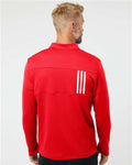 Adidas A482 Men's 3-Stripes Double-Knit Quarter-Zip Pullover - Team Collegiate Red/ Grey Two - model back