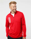Adidas A482 Men's 3-Stripes Double-Knit Quarter-Zip Pullover - Team Collegiate Red/ Grey Two - model front