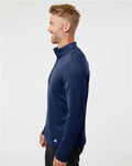 Adidas A482 Men's 3-Stripes Double-Knit Quarter-Zip Pullover - Team Navy Blue/ Grey Two - model side
