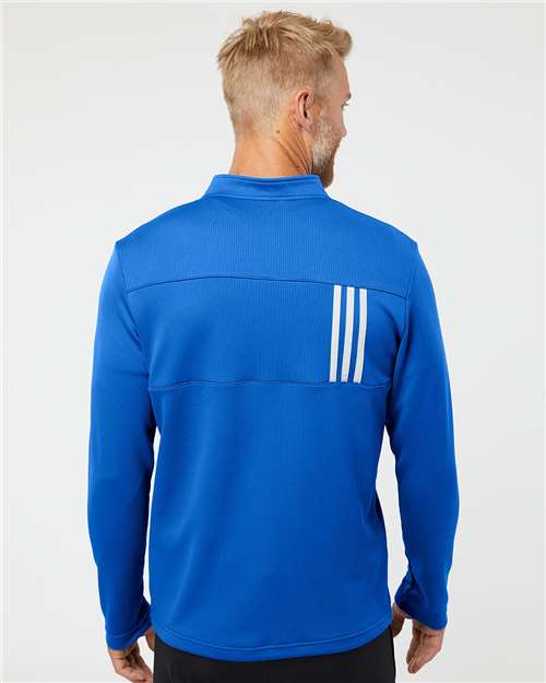 Adidas A482 Men's 3-Stripes Double-Knit Quarter-Zip Pullover - Team Royal/ Grey Two - model back