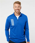 Adidas A482 Men's 3-Stripes Double-Knit Quarter-Zip Pullover - Team Royal/ Grey Two - model front