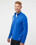 Adidas A482 Men's 3-Stripes Double-Knit Quarter-Zip Pullover - Team Royal/ Grey Two - model side