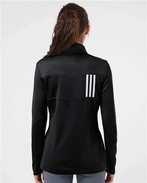 Adidas A483 Women's 3-Stripes Double Knit Full-Zip Jacket - Black/ Grey Two - model back