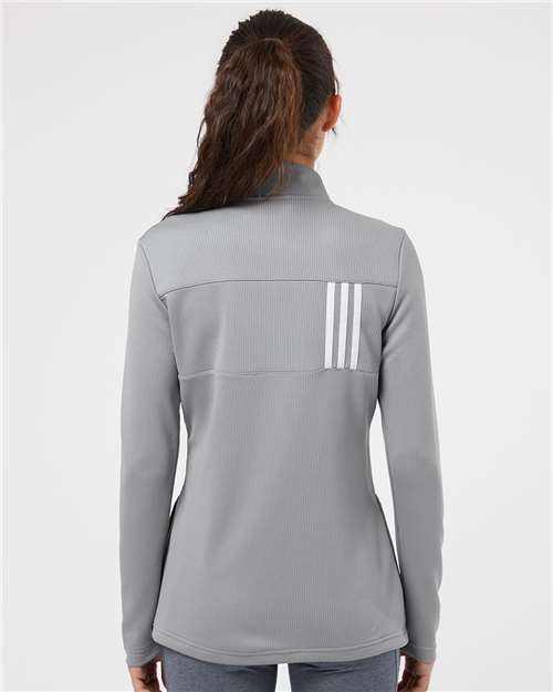 Adidas A483 Women's 3-Stripes Double Knit Full-Zip Jacket - Grey Three/ White - model back