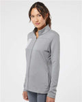 Adidas A483 Women's 3-Stripes Double Knit Full-Zip Jacket - Grey Three/ White - model side