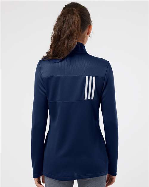 Adidas A483 Women's 3-Stripes Double Knit Full-Zip Jacket - Team Navy Blue/ Grey Two - model back