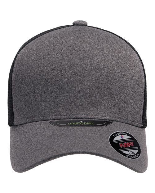 Flexfit 5511UP Unipanel Trucker Cap - Melange Heather/ Black - front