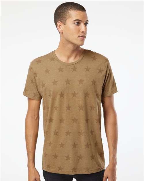 Code Five 3929 Unisex Star Print Tee - Coyote Brown Star - model front