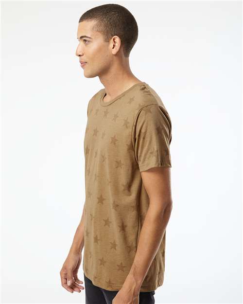 Code Five 3929 Unisex Star Print Tee - Coyote Brown Star - model side