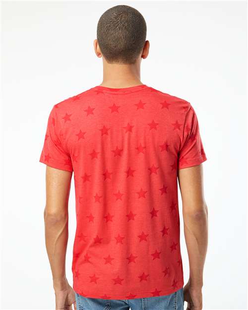 Code Five 3929 Unisex Star Print Tee - Red Star - model back