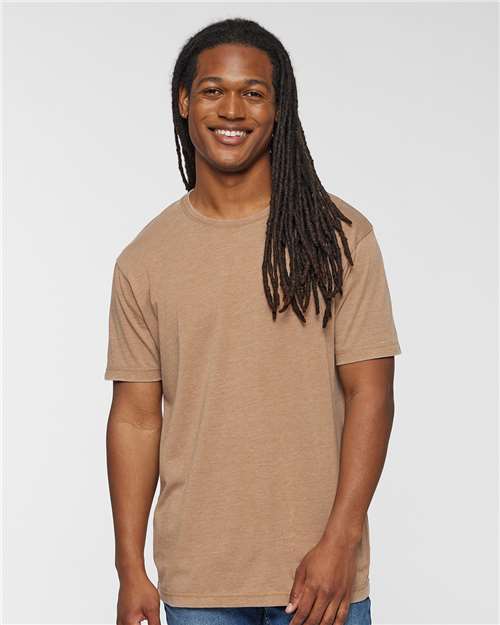 LAT 6902 Unisex Vintage Wash Tee - Washed Coyote Brown - model front