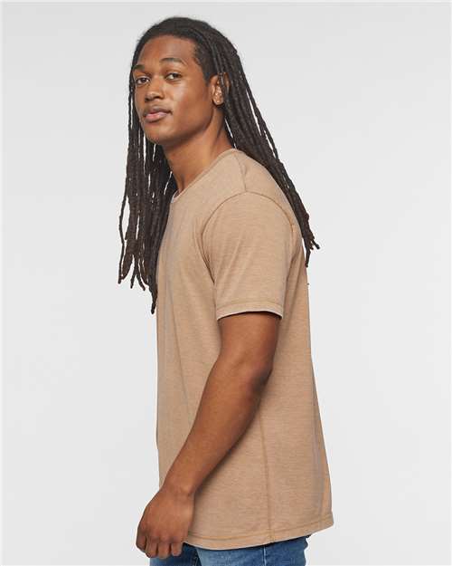 LAT 6902 Unisex Vintage Wash Tee - Washed Coyote Brown - model side