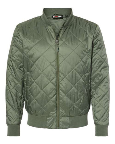 Weatherproof 21752 Men's HeatLast Quilted Packable Bomber - Olive Grey - front