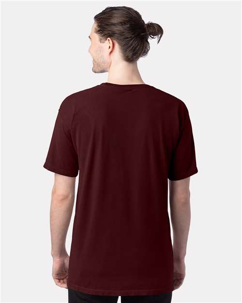 Hanes GDH100 Men's Garment-Dyed T-Shirt - Maroon - model back