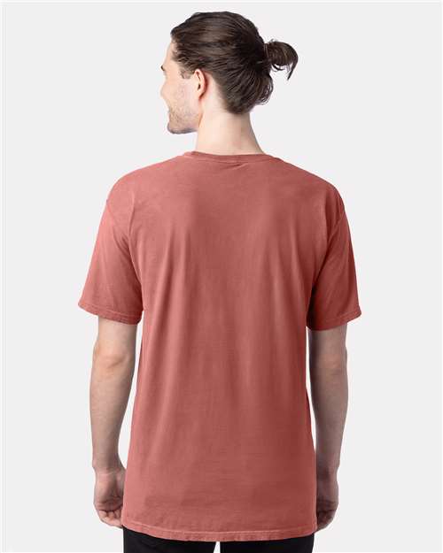 Hanes GDH100 Men's Garment-Dyed T-Shirt - Nantucket Red - model back