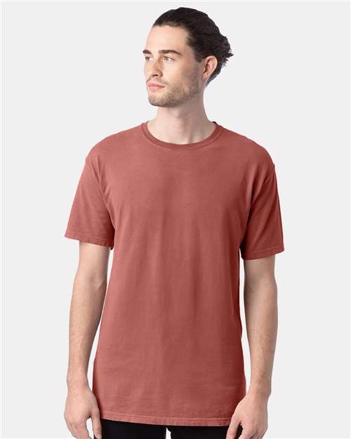 Hanes GDH100 Men's Garment-Dyed T-Shirt - Nantucket Red - model front