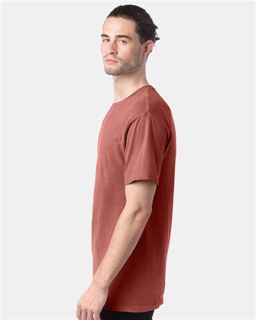 Hanes GDH100 Men's Garment-Dyed T-Shirt - Nantucket Red - model side
