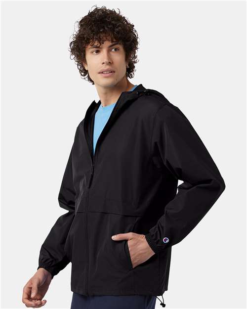 Champion CO125 Unisex Full-Zip Anorak Jacket - Black - model side